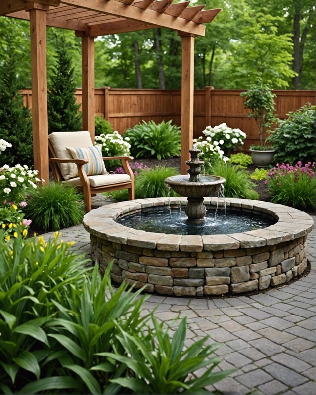 Add a water feature, such as a fountain or pond, for a relaxing ambiance