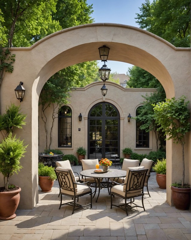 Arched and Elegant Stucco Patio Wall
