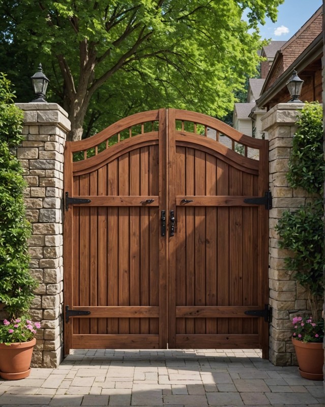 Arched Wood Gate Patio Wall