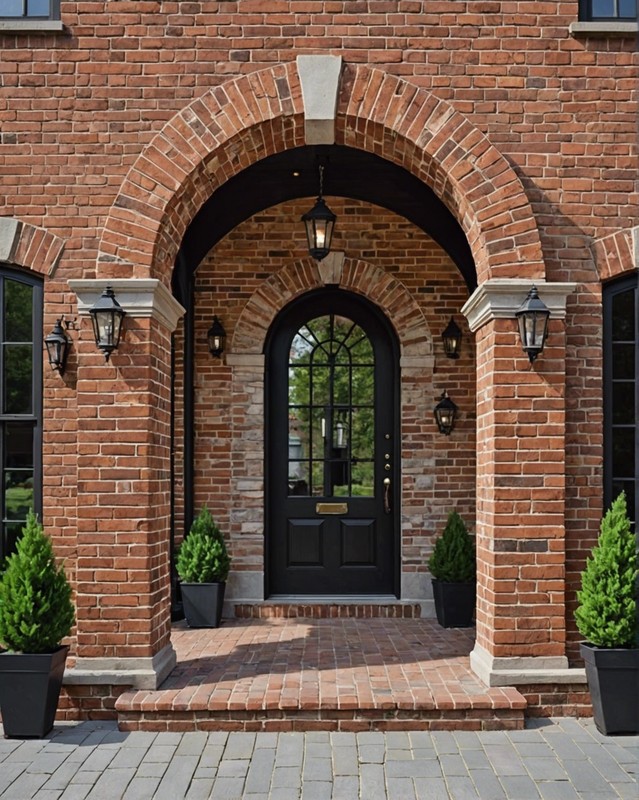 Archway Brick Wall with Stone Columns