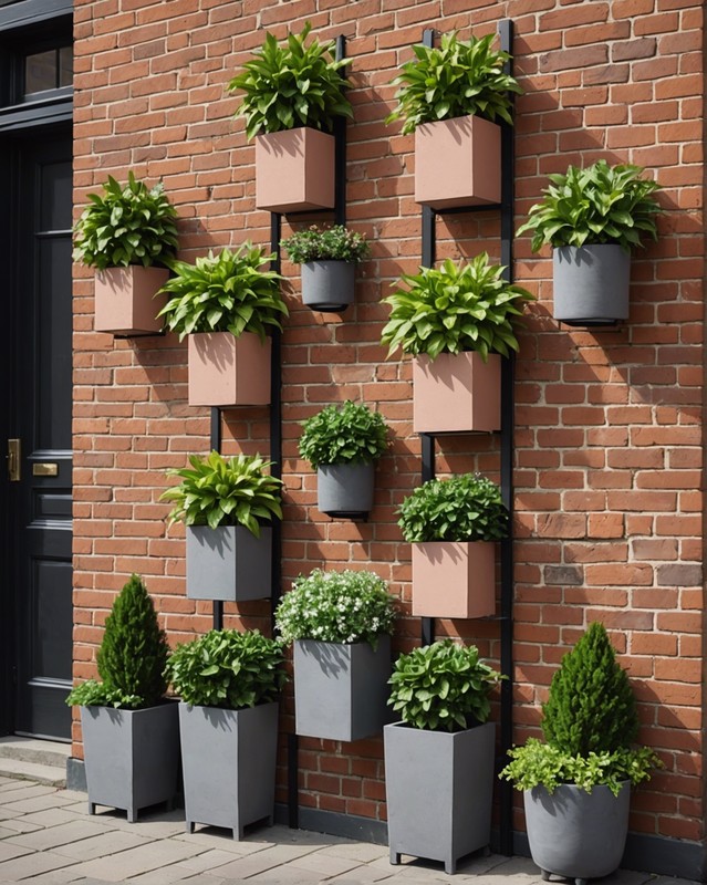 Brick Wall with Columnar Planters