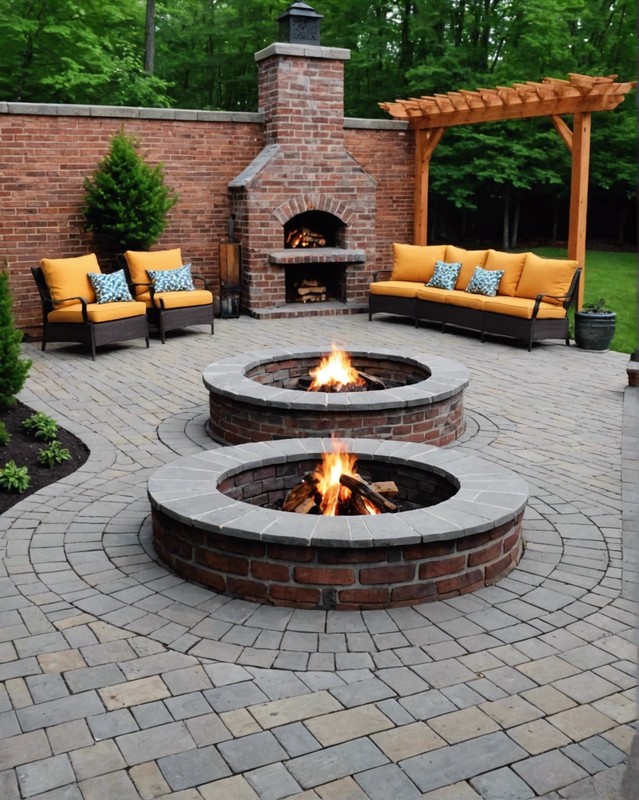 Brick Wall with Fire Pit and Seating