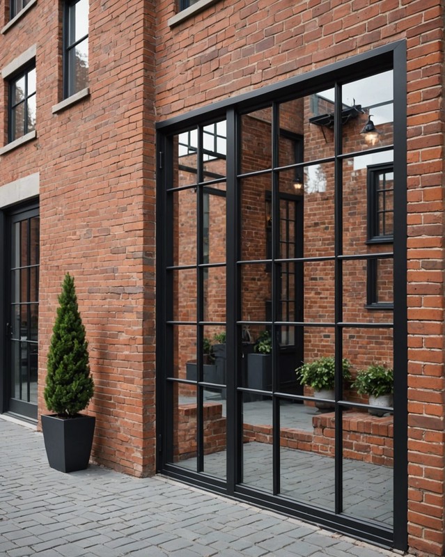 Brick Wall with Glass Panels