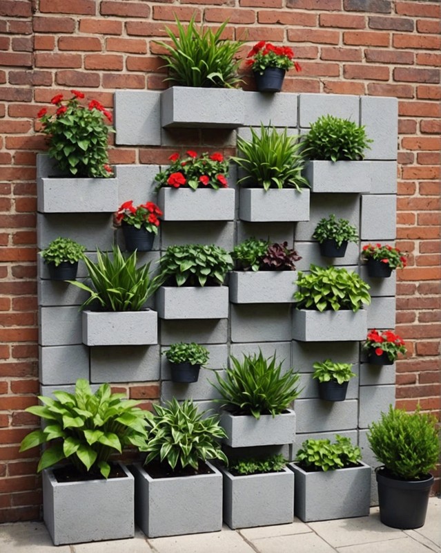 Cinder Block Wall with Planters