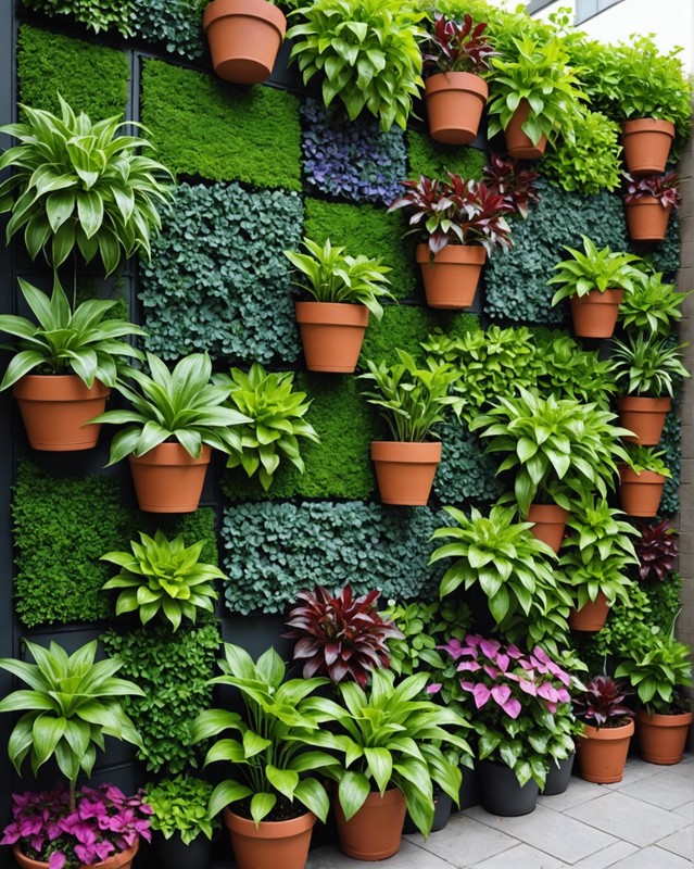 Colorful vertical garden wall.