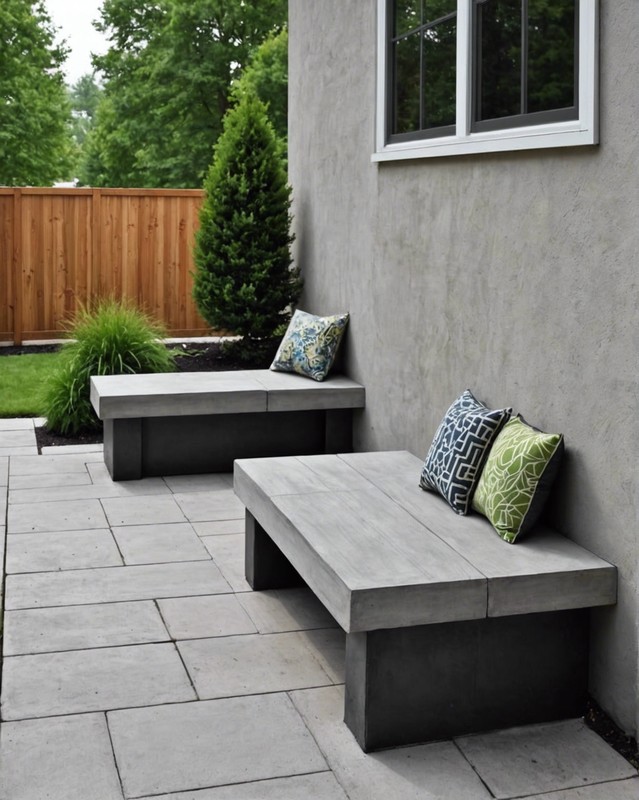Concrete Patio with Built-in Bench