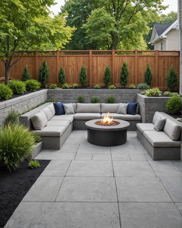 Concrete Patio with Built-in Seating