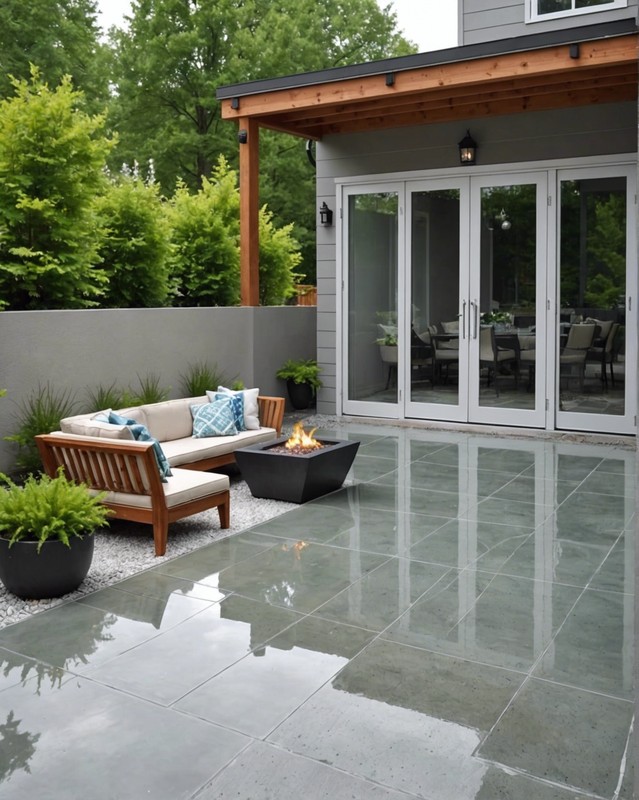 Concrete Patio with Glass Accents