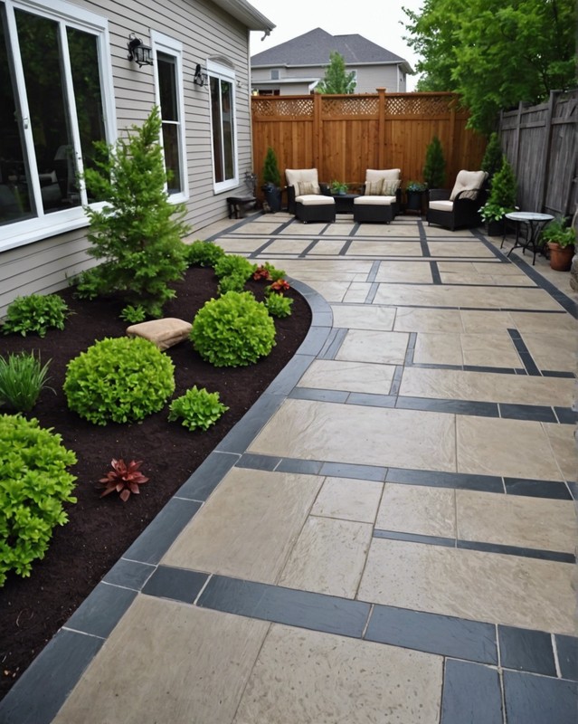 Concrete Patio with Inlaid Tile Accents