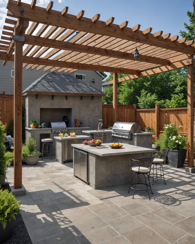 Concrete Patio with Pergola and Outdoor Kitchen