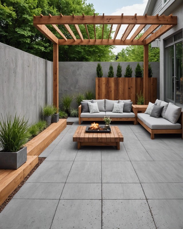 Concrete Patio with Wood Accents