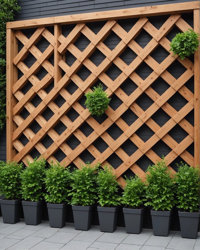 Geometric Wood Lattice Patio Wall