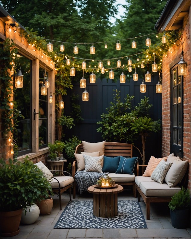 Hang fairy lights or lanterns for a magical touch