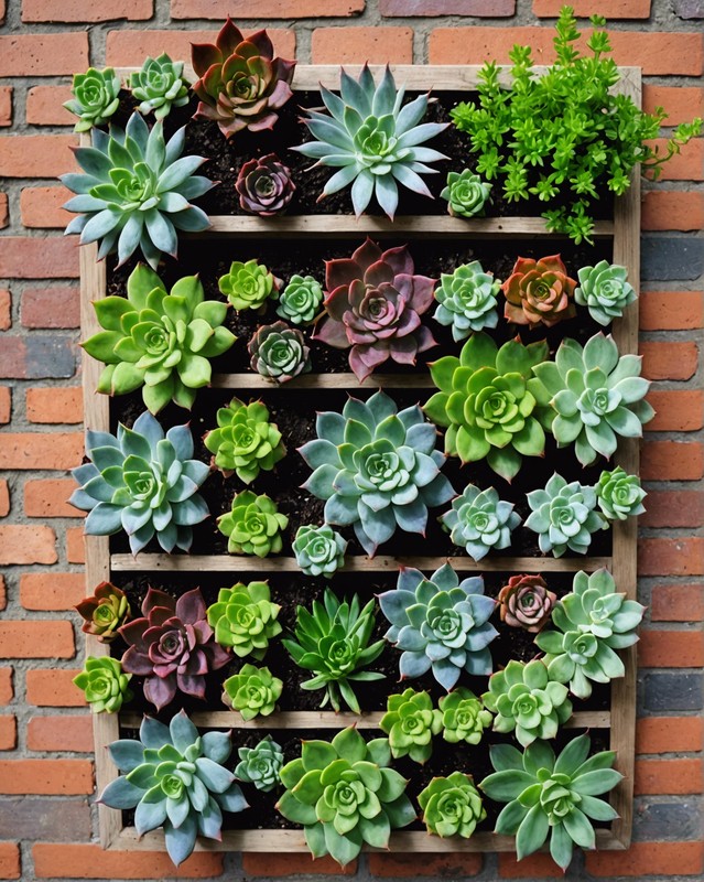 Hanging wall garden with succulent plants.