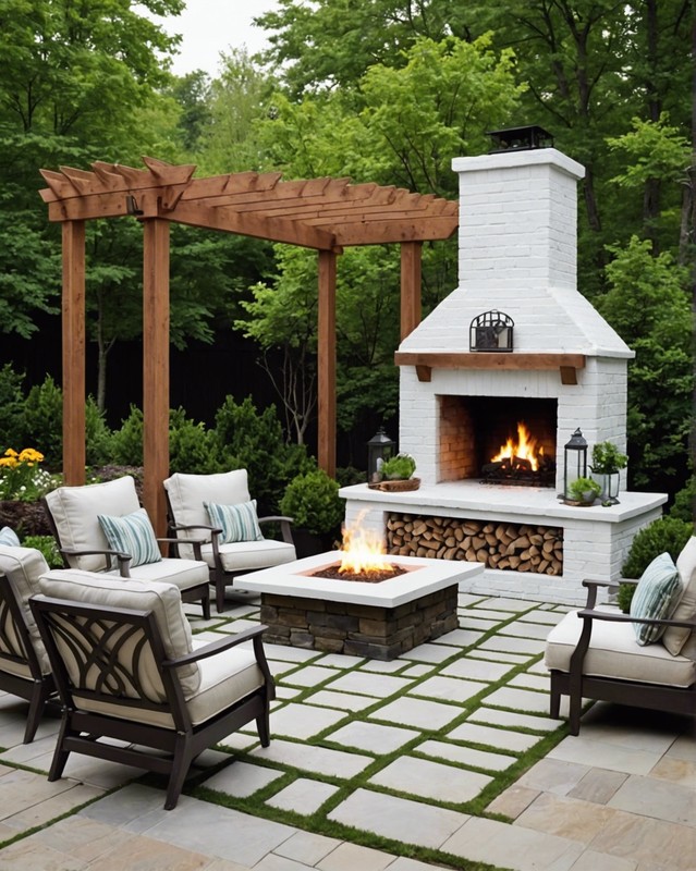 Install a white fireplace or fire pit