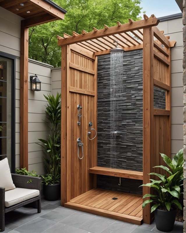 Install an outdoor shower for convenience and luxury