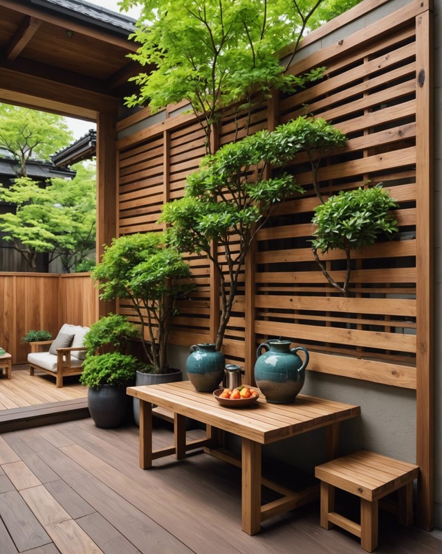 Japanese-Inspired Wood Patio Wall