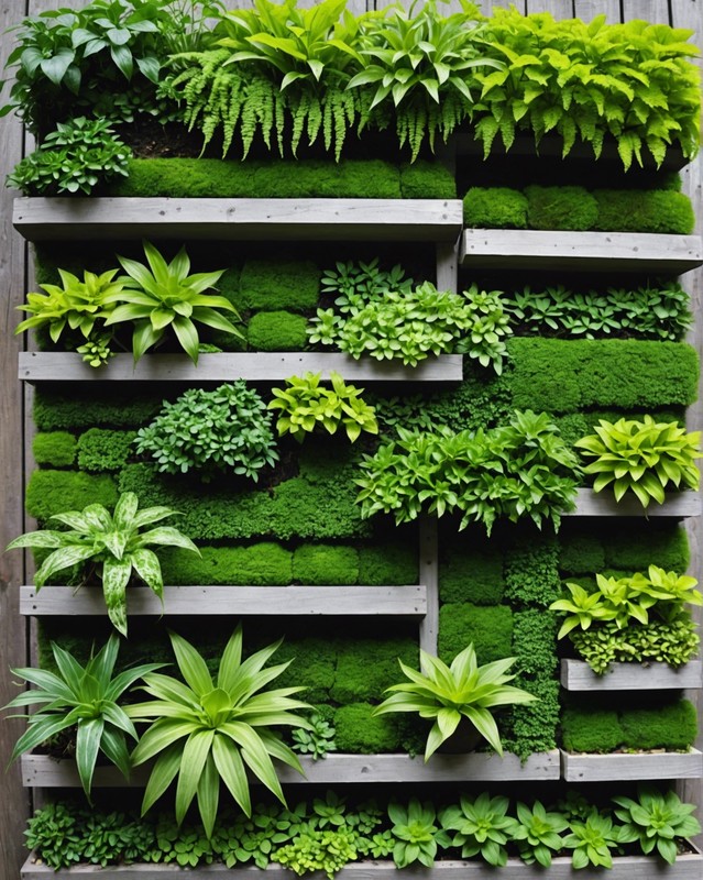 Living Wall with Plants and Moss