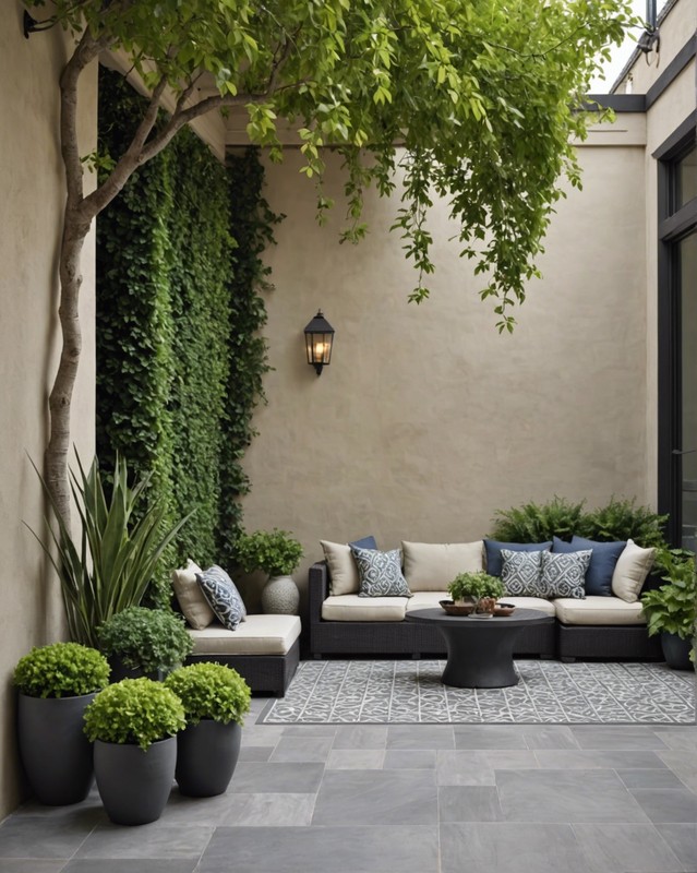 Low and Lush Stucco Patio Wall