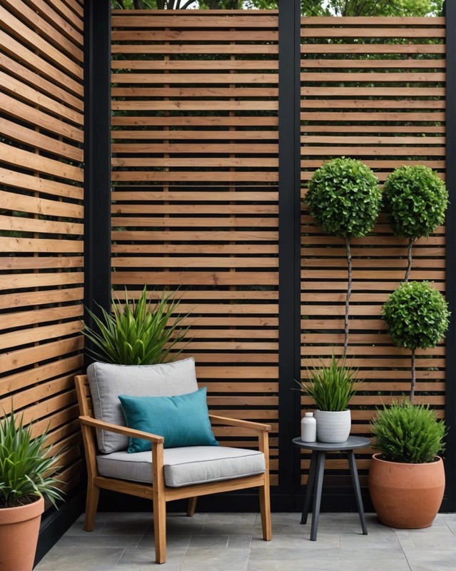 Modern Horizontal Wood Slat Patio Wall