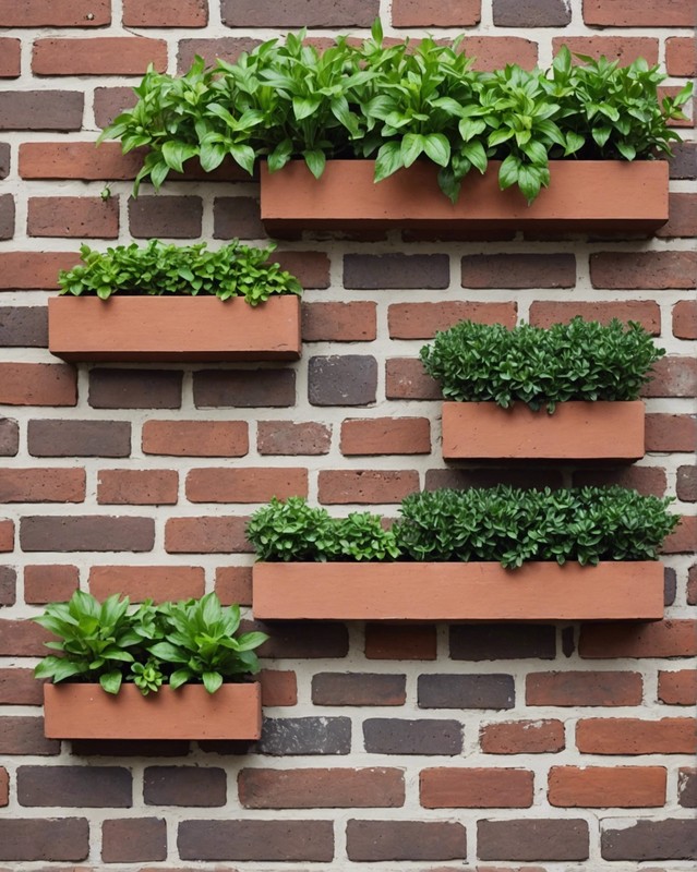 Outdoor Brick Wall with Built-in Planters