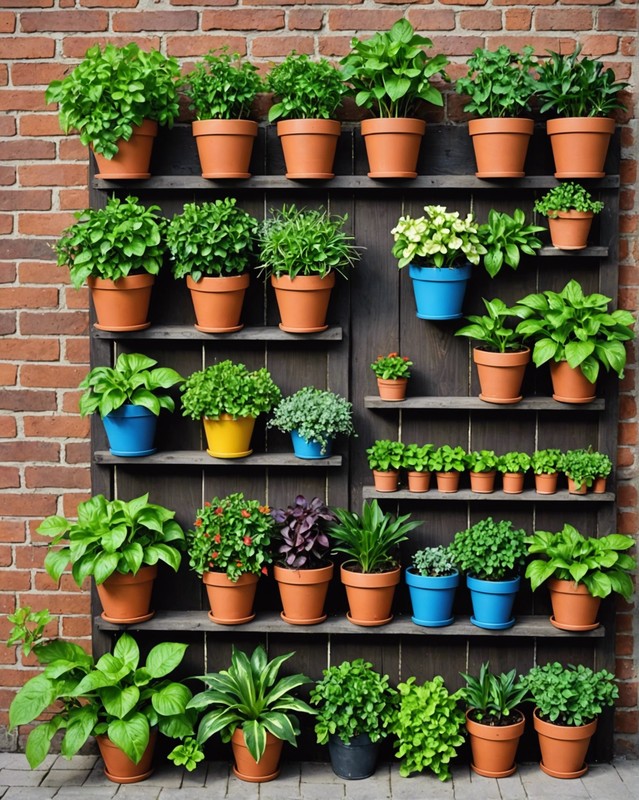 Planters with vertical gardening.