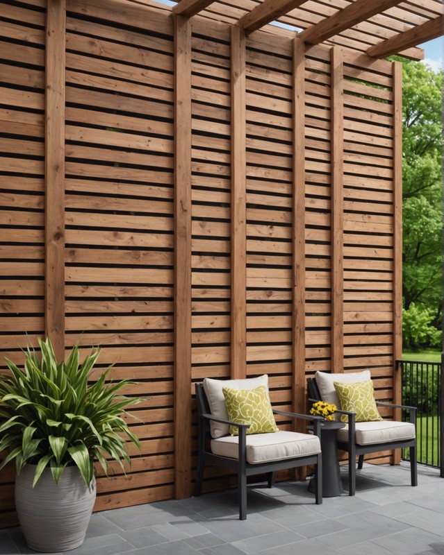 Stacked Wood Pole Patio Wall