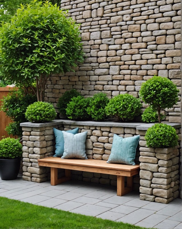 Stone Wall with Built-in Bench