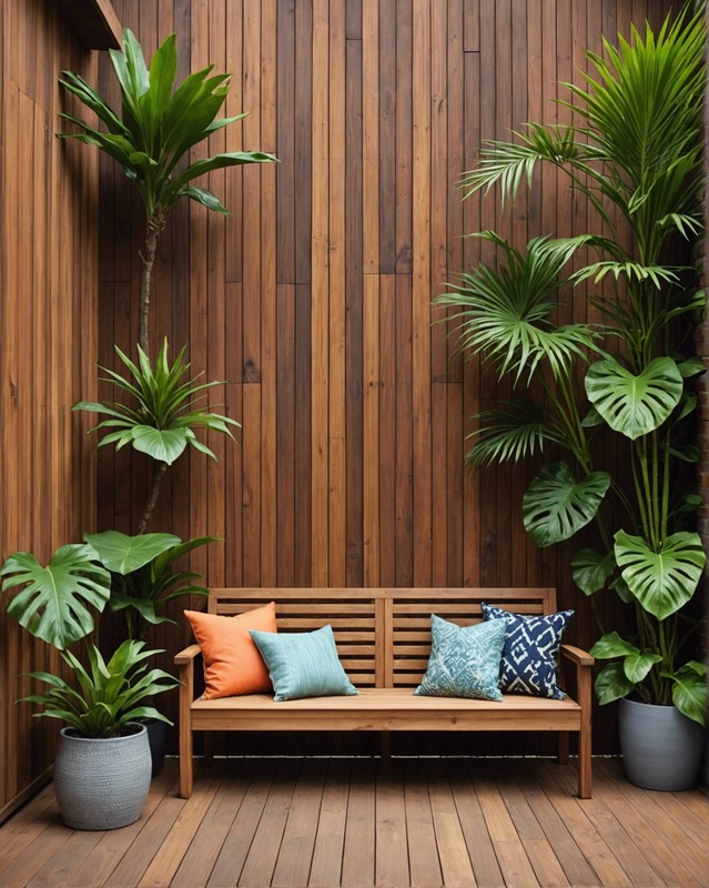 Tropical Wood Patio Wall