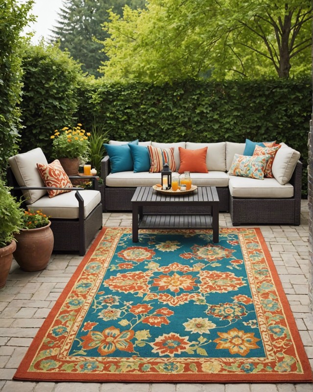 Use outdoor rugs to define spaces and add color