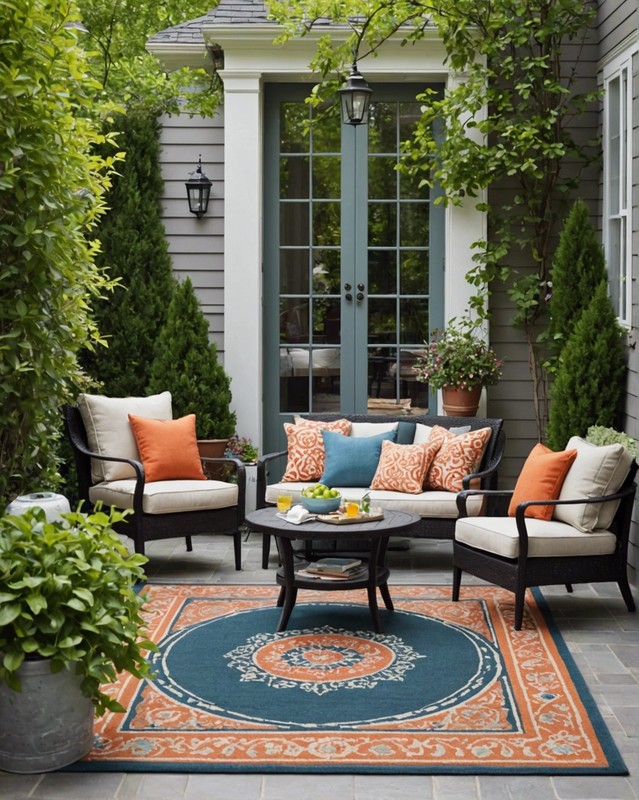 Use outdoor rugs to define spaces and add color