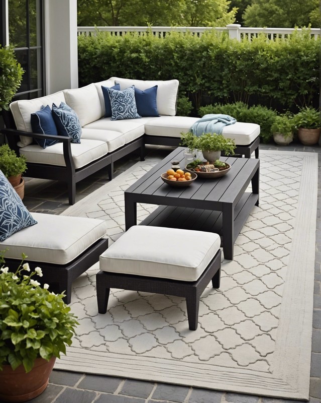 Use white outdoor rugs