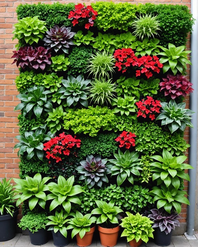 Vertical garden with mix colors.