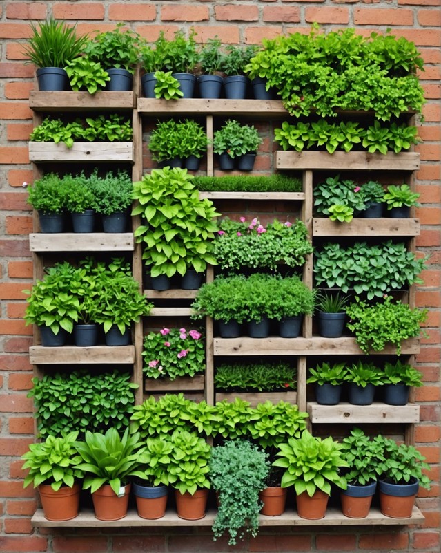 Wall garden made from recycled materials.