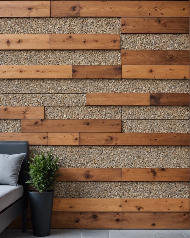 Wood and Exposed Aggregate Wall