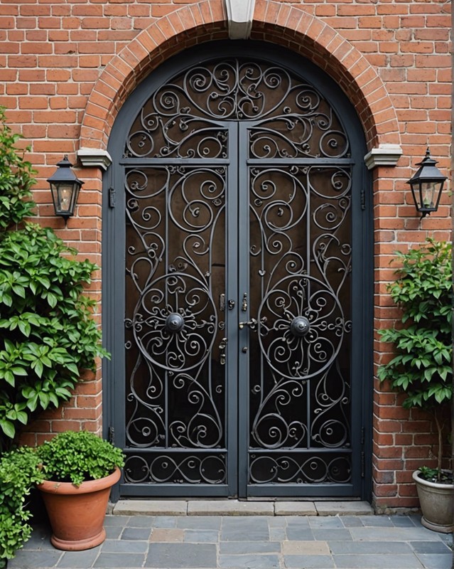 Wrought Iron Wall with Scrollwork