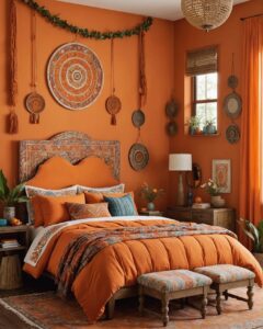 20 Amazing Orange Boho Themed Bedroom Ideas