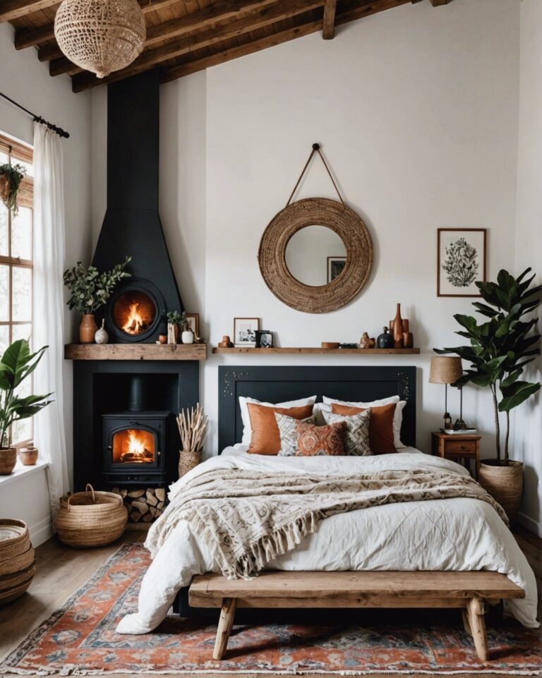 20 Boho Bedroom Ideas With a Fireplace