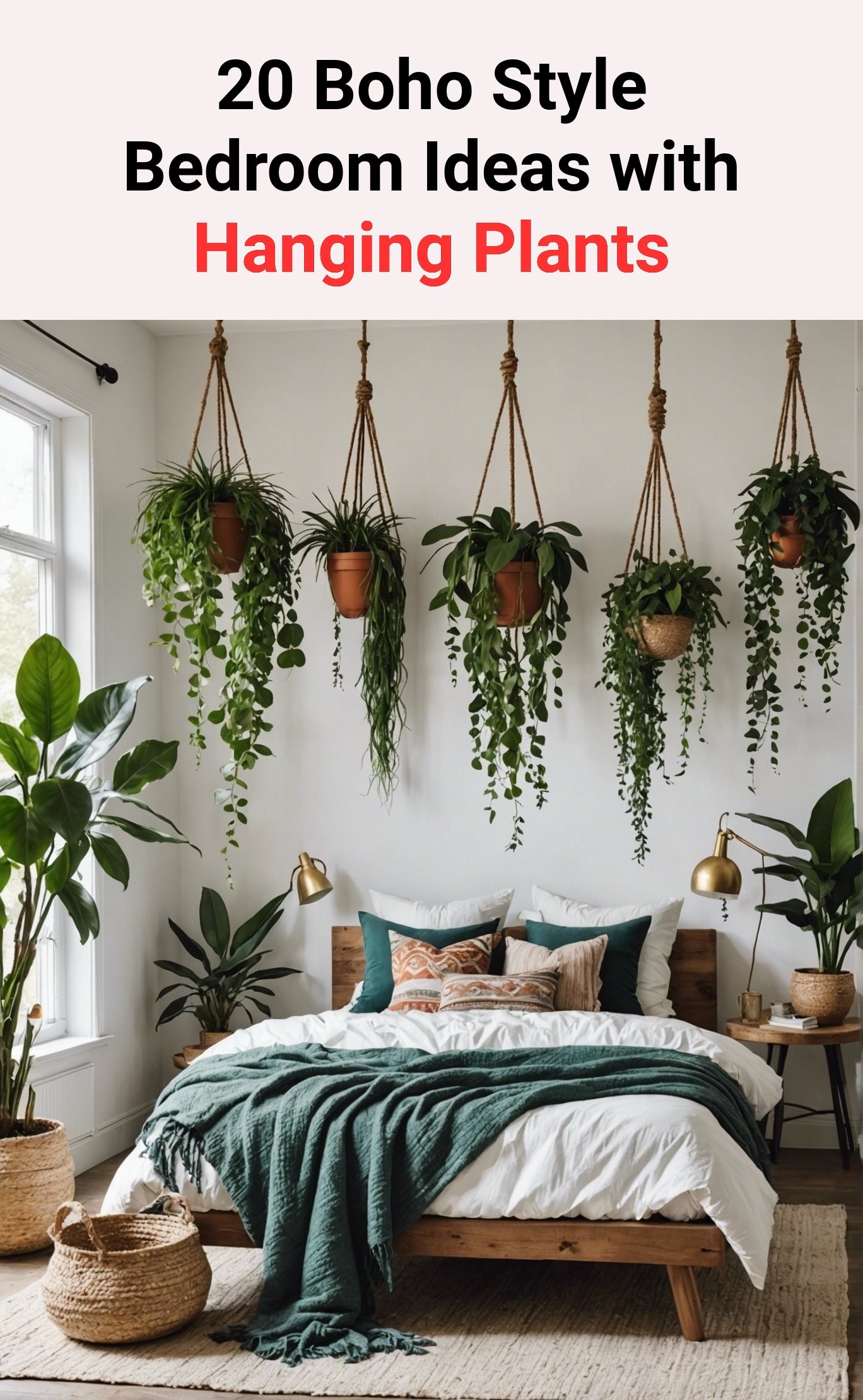 20 Boho Style Bedroom Ideas with Hanging Plants