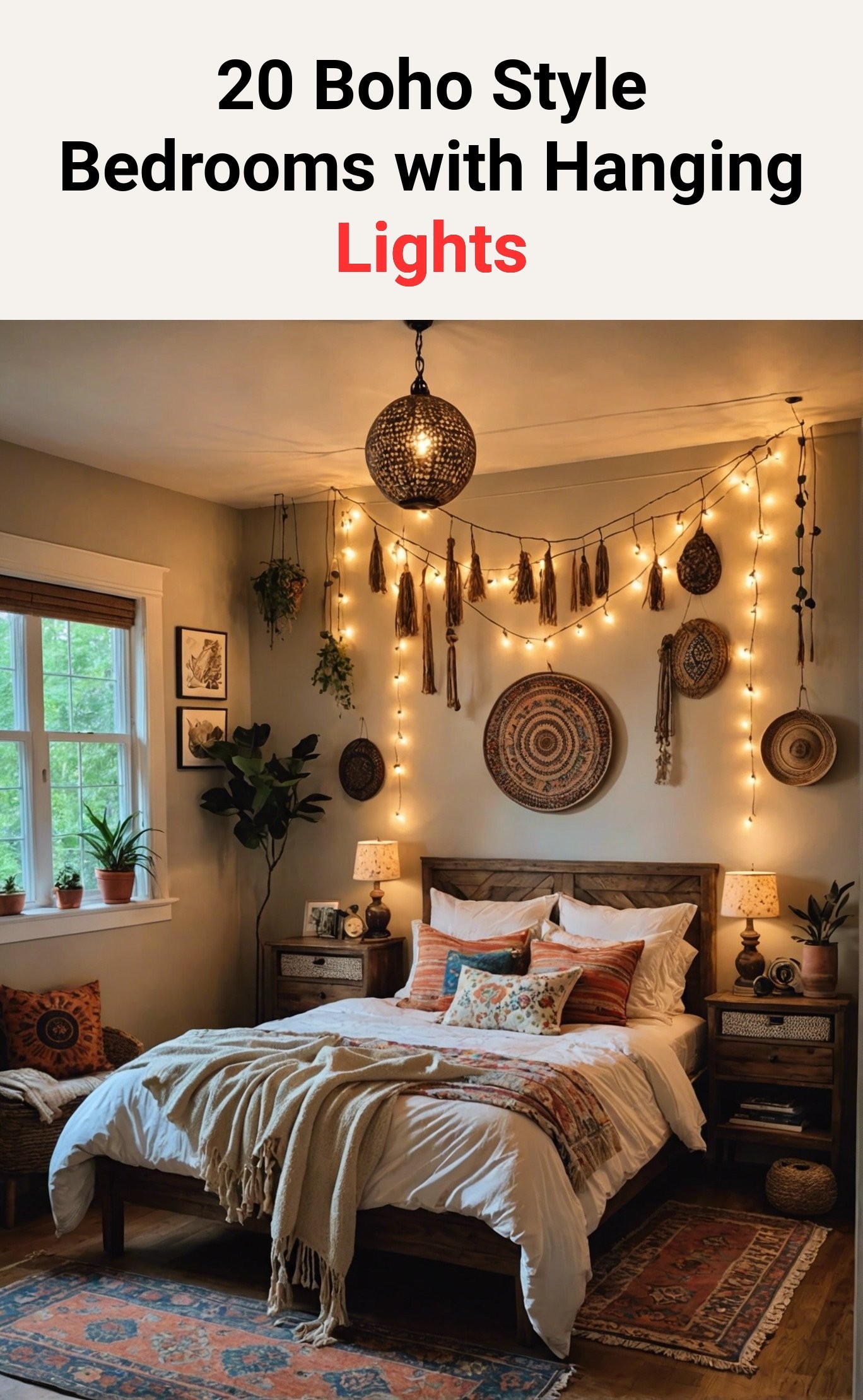 20 Boho Style Bedrooms with Hanging Lights