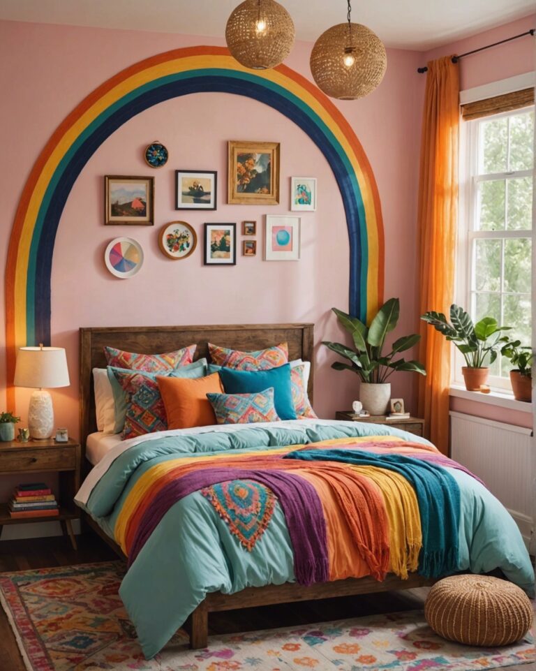 20 Cutest Rainbow Boho Style Bedroom Decor Ideas