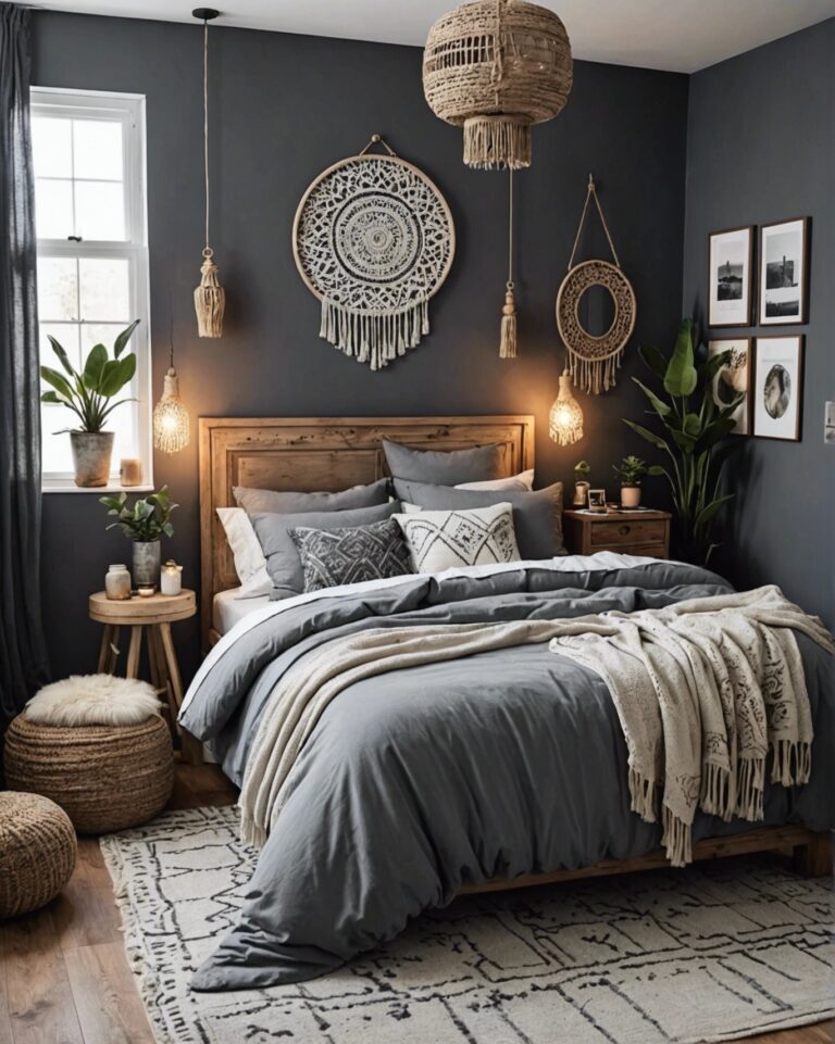 20 Grey Boho Bedroom Ideas