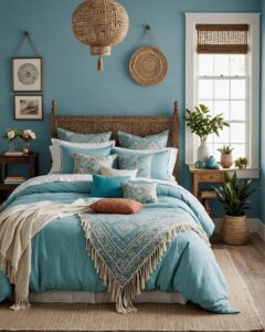 20 Lovely Light Blue Boho Bedroom Ideas
