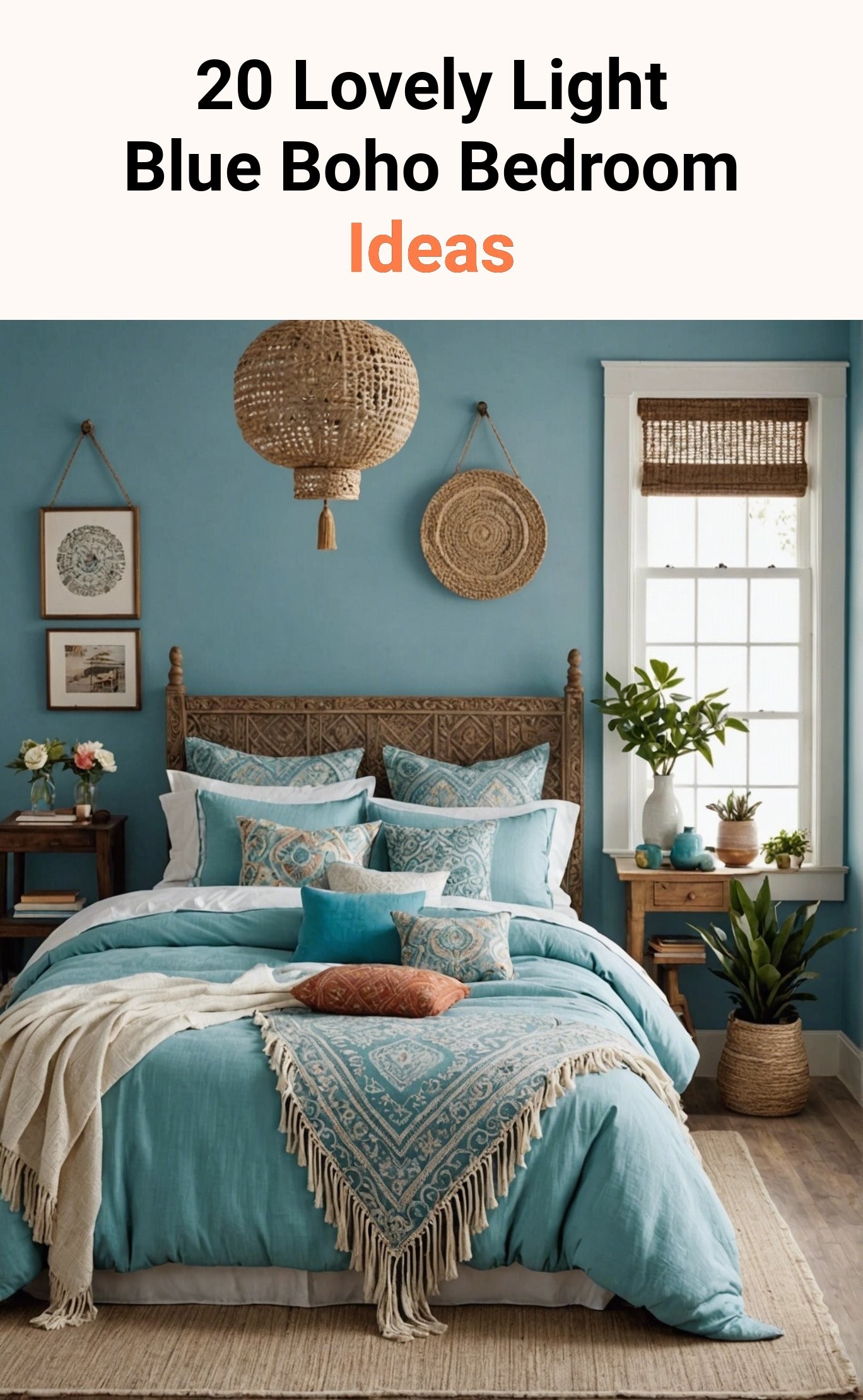 20 Lovely Light Blue Boho Bedroom Ideas