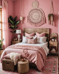 20 Pretty Pink Boho Style Bedroom Ideas You Have to See