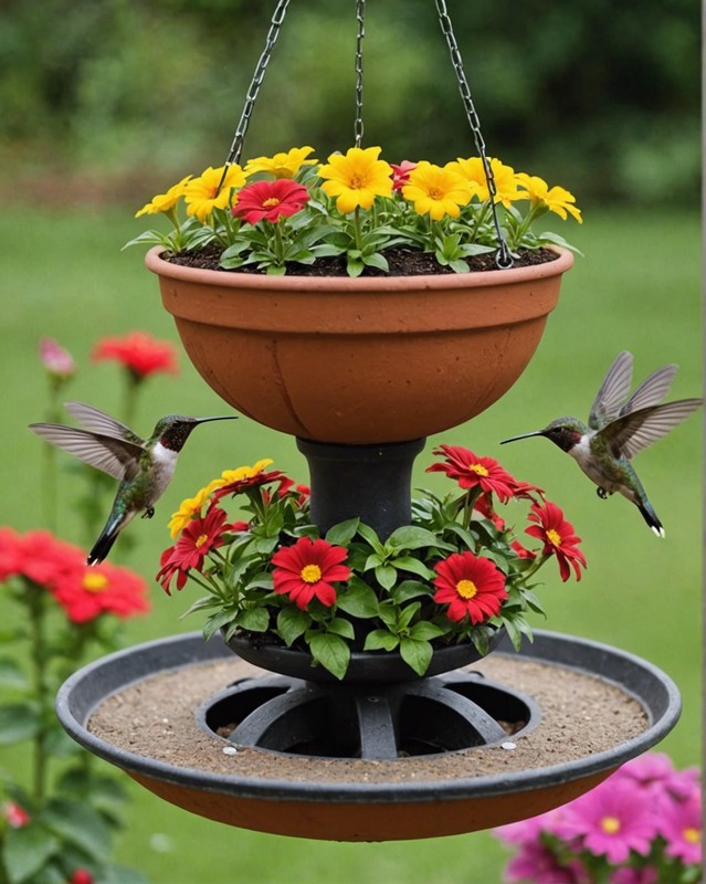 A Flower Pot Hummingbird Feeder