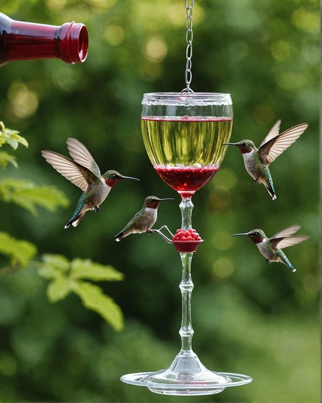 A Wine Glass Hummingbird Feeder
