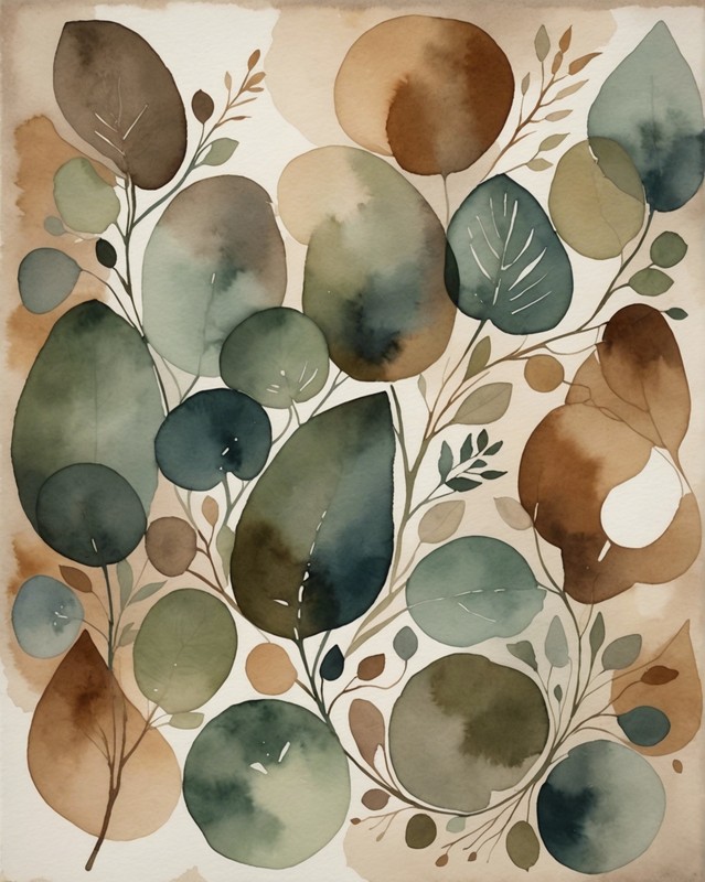 Abstract watercolor painting with earthy tones