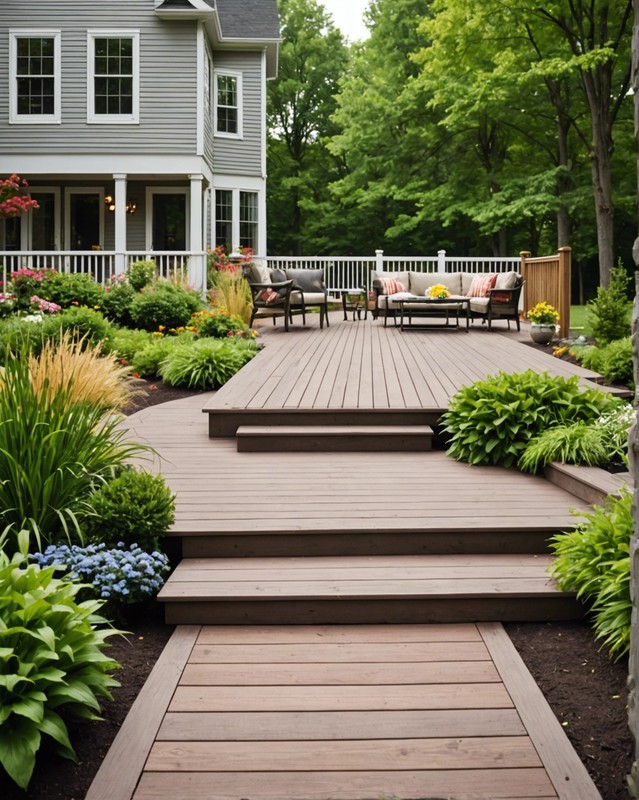 Accessible deck with ramps and wide pathways