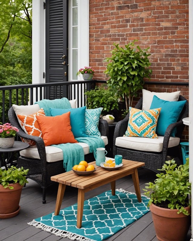 Add a splash of color with throw pillows and blankets